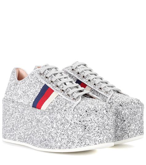 gucci platform sneakers glitter|platform gucci sneakers women.